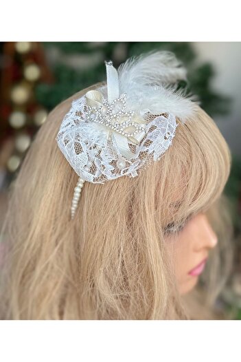 QUEEN AKSESUAR Luxury crystal princess stone brooch pearl lace feather crown maternity bride women's children's crown cream white