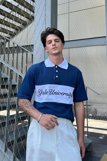 HAFKAGİYİM ΜΠΛΕ Μπλουζάκι με γιακά Polo Oversize PM του Πανεπιστημίου Yale