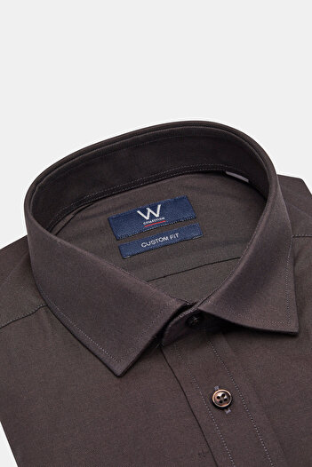 W Collection KAHVE DÜZ DİAGONEL GÖMLEK