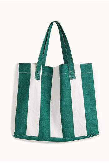 ENGSTORE Green Women's Canvas Shoulder Bag - 2 Pockets, Casual Colorful Beach Bag
