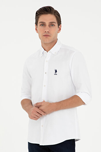 U.S. Polo Assn. Біла чоловіча сорочка з довгими рукавами Basic - 50295897-VR013
