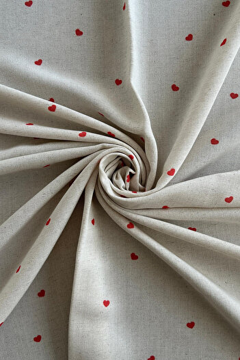 Doray Kumaş Little Heart Patterned Viscose Linen Fabric / Dry - 148