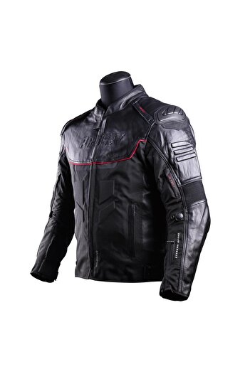 Prosev Falcon 4 Seasons Black Leather Motorcycle Coat