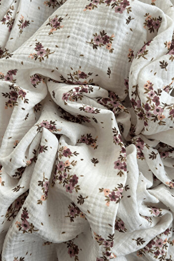 Doray Kumaş Crispy Floral Patterned Double Layer Cotton Muslin Fabric / Dry - 134