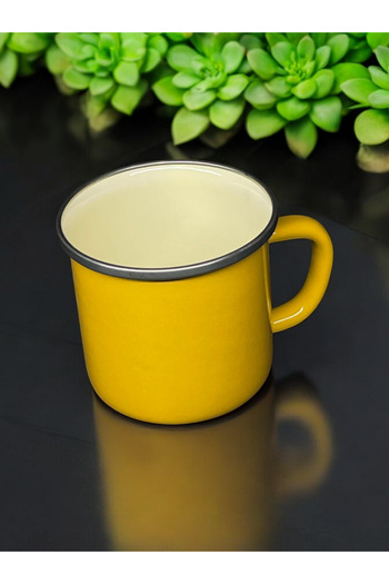 emaye market Vintage Enamel Mug - 400 Ml, 10 Cm, Camping Coffee, 2 Pack Yellow Red
