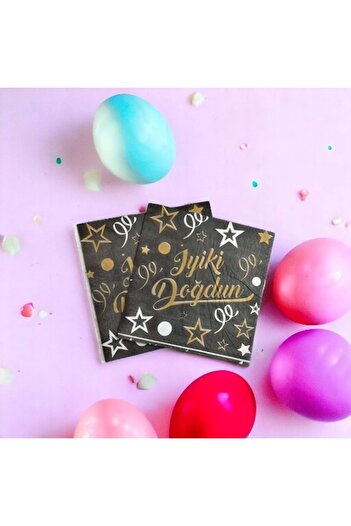 TURKUAZ PARTY Paper Napkin 33x33 Cm - Happy Birthday Black - 20 Pieces