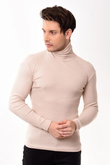 Belifanti Collection Ανδρικό ζιβάγκο με λαιμόκοψη Slim Fit Πουλόβερ Μπεζ