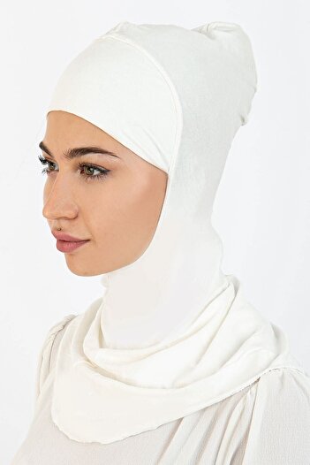 Eca Hijab Bonnet με κολάρο λαιμού Λευκό 03 Ebhb-st224