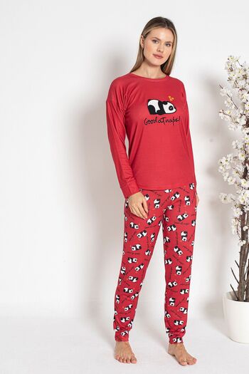 REMSA 24486 Model Red Women's Thermal Pajama Set