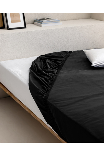 Madame Coco Manon Double 100% Cotton Ranforce Elastic Sheet - Black