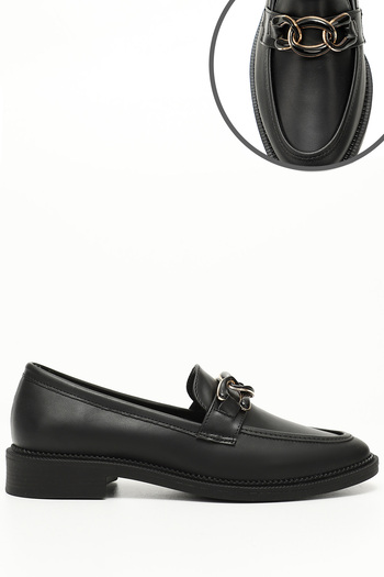 GÖNDERİ(R) Women/Girls Black Buckle Loafer Shoes