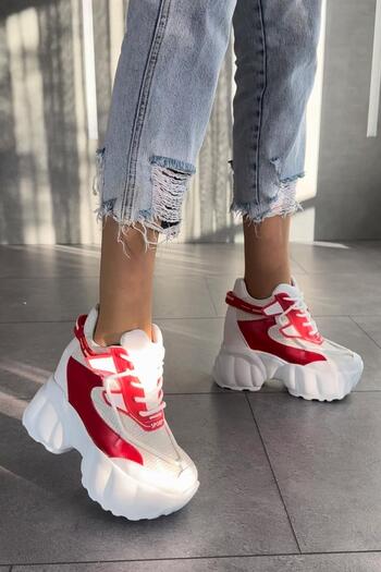 Modanizm Apax Red Wedge Sneakers - Comfortable and Stylish