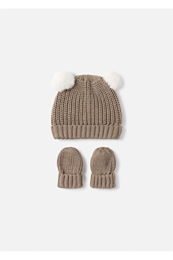 MAYORAL Brown Knitwear Hat and Gloves Set - 9766