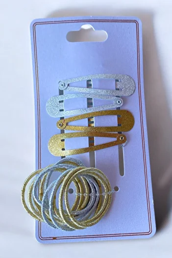TAKIŞTIR Gold and White Color Rubber Buckle and Side Buckle Set