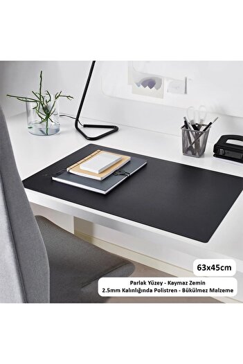 decorelax Black Shiny 63X45Cm Table Mat - Thick Polystyrene Material
