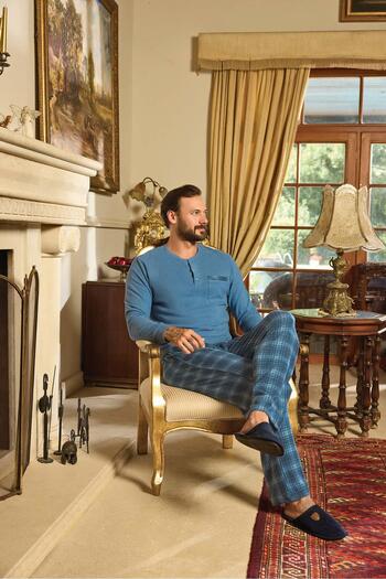 Aydoğan Ανδρικό σετ πιτζάμες Aras Winter Thermal Comfortable Indigo 0780