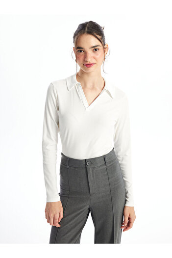 LC Waikiki Lw - Polo Collar Plain Long Sleeve Women's Bodysuit