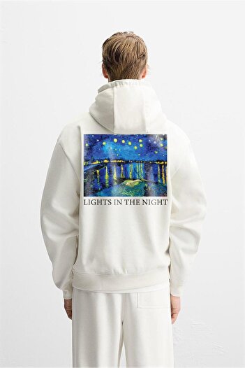 king brich Unisex Hoodie με κουκούλα Starry Night με στάμπα Oversize Fit