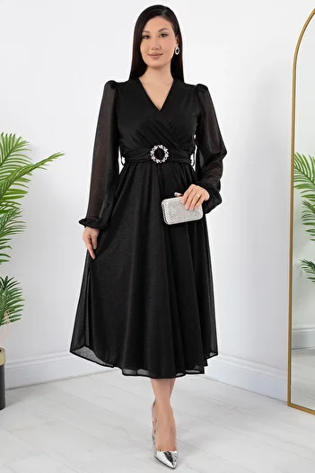 PULLIMM Rochie din tul cu sclipici cu guler Kruze GRS3590