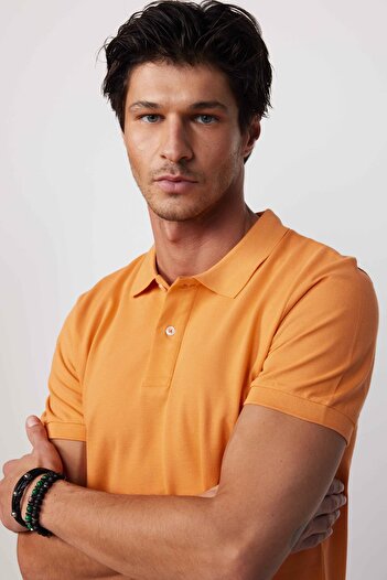 Tudors Men's Slim Fit Slim Fit 100% Cotton Plain Pique Cub Color Polo Collar T-Shirt
