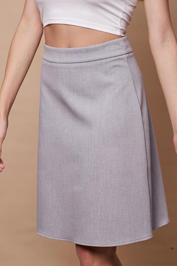 Jument High Waist Lycra Light Fabric - Knee Length Gray Melange Bell Skirt