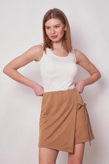 Jument Women's Flexible Modal Mixed Elastic Waist Shorts Skirt (length:40cm +-2cm)-Camel