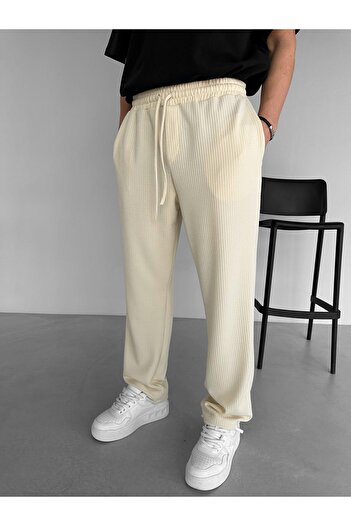 ablukaonline Cream Men's Baggy Fit Comfortable Trousers