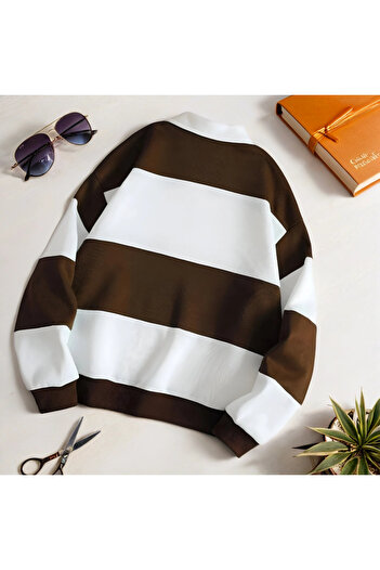 Fifty Color 100% οργανικό, βαμβάκι, Unisex, καφέ, γιακάς με φερμουάρ, φούτερ