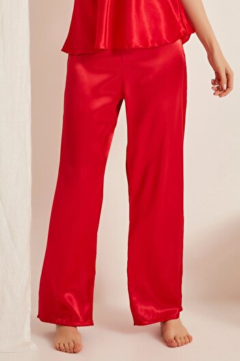 C&City 015 Women's Satin Pajama Bottom Red
