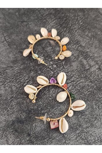 Hd Marketim Earrings Authentic Natural Stone Sea Conch Vintage Hoop Dangle Earrings Women's Jewelry Gift