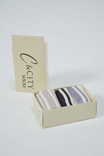 C&City Short 3-Piece Striped Socks Set - Mountain