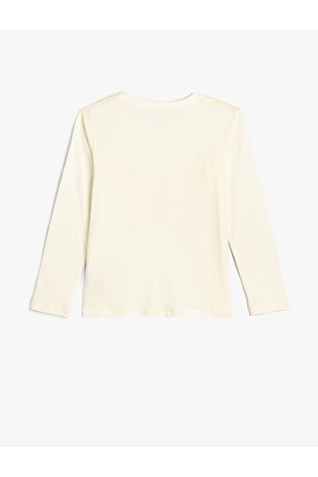 Koton Cotton Crew nyakú póló - Pillangó mintás és flitteres flitteres
