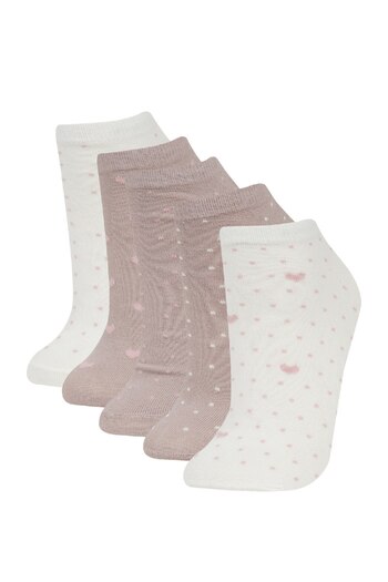 DeFacto Women's 5-Piece Cotton Booties Socks C6411Axns