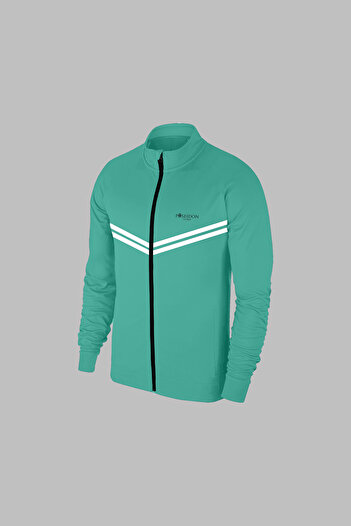 POSEIDON STORM New Series Men's Water Green Supra Combed Fabric Casual Zipper Hooded Sweatpants Bottom Top Set S-3Xl