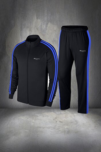 POSEIDON STORM Ανδρικό - Μαύρο Supra Combed Cotton Σετ φόρμας προπόνησης και τρεξίματος 4xl-10xl