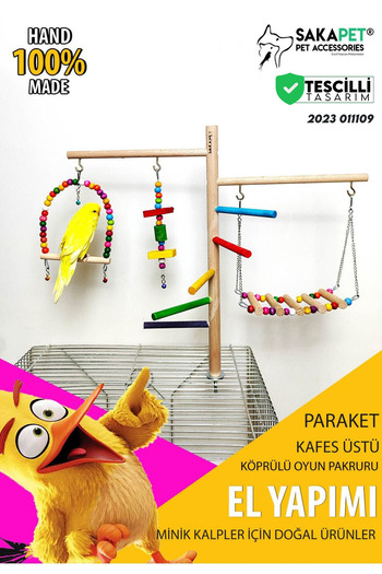 SAKAPET Giant Entertainment Platform - Paraket Cage Top with Hanging Bridge Ts11