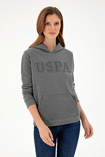 U.S. Polo Assn. Kadın Antrasit Melanj Basic Kapüşonlu Sweatshirt 50296931-VR081