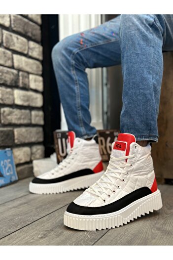 BOA BA0811 BOA High Sole White Parachute Fabric Red Skin Detailed Men's Shoes