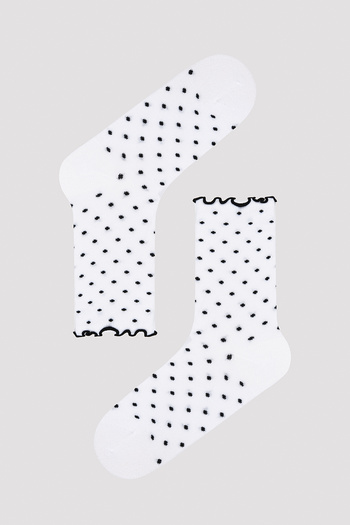 Penti White and Black Frill Pointy 2-Piece Socks Set