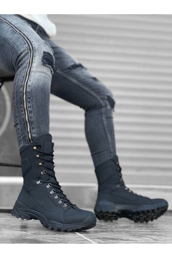 BOA BA0605 Black Nubuck - Lace-up Military Boots