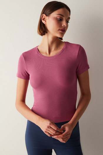 Penti Dark Pink Crew Neck Slim Fit T-Shirt