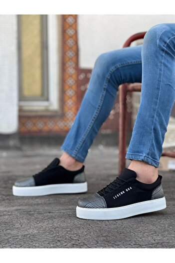 BOA BA0104 Lace-up Black Plaid Suede White Sole Sports Classic Men's Shoes