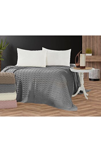 coton doux Yasemen Knitwear Bedspread 220 X 240 (Gray)