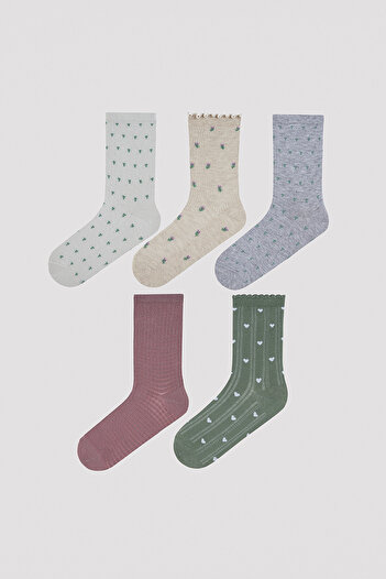 Penti 5-Piece Socks with Flowers and Hearts