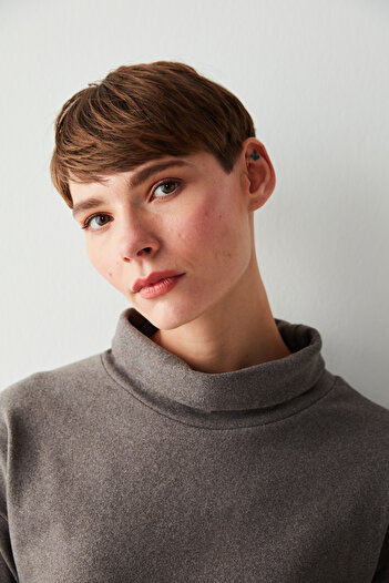 Penti Gray Soft Textured Basic Sweatshirt