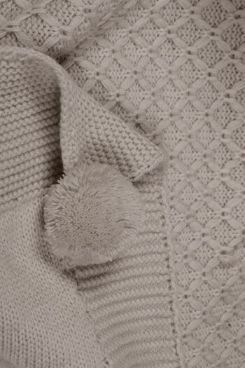 DOUX HOME Yeliz Knitwear Tv Blanket - 10 Pompoms, 130X170 (Stone)