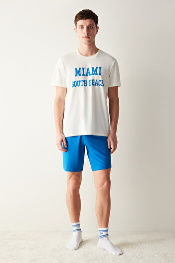 Penti Men's Miami Multicolor Shorts Pajama Set
