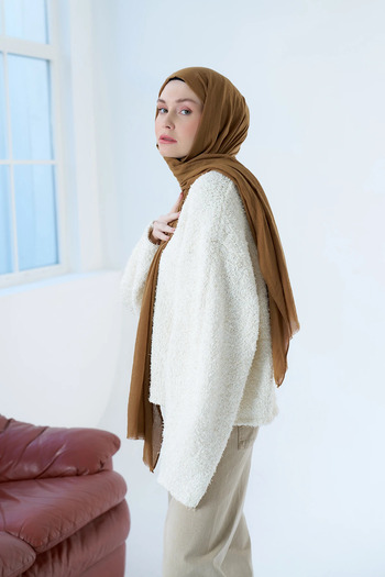 Modakaşmir Neo Cotton Shawl Caramel Color