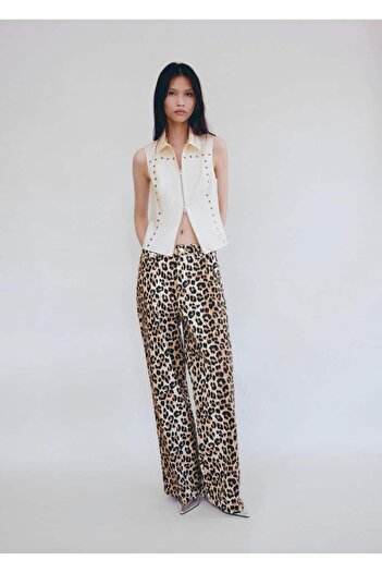 MANGO Woman Studded Zipper Blouse