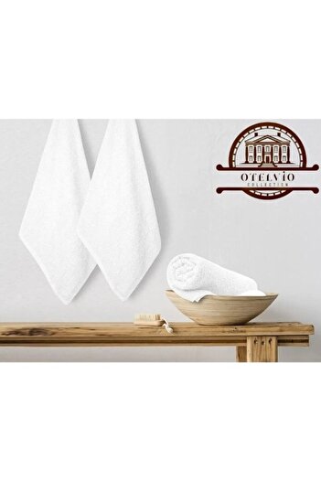 OTELVIO Set of 3 White 100% Cotton Hand Towels 50X90 Cm, Hotel Towel